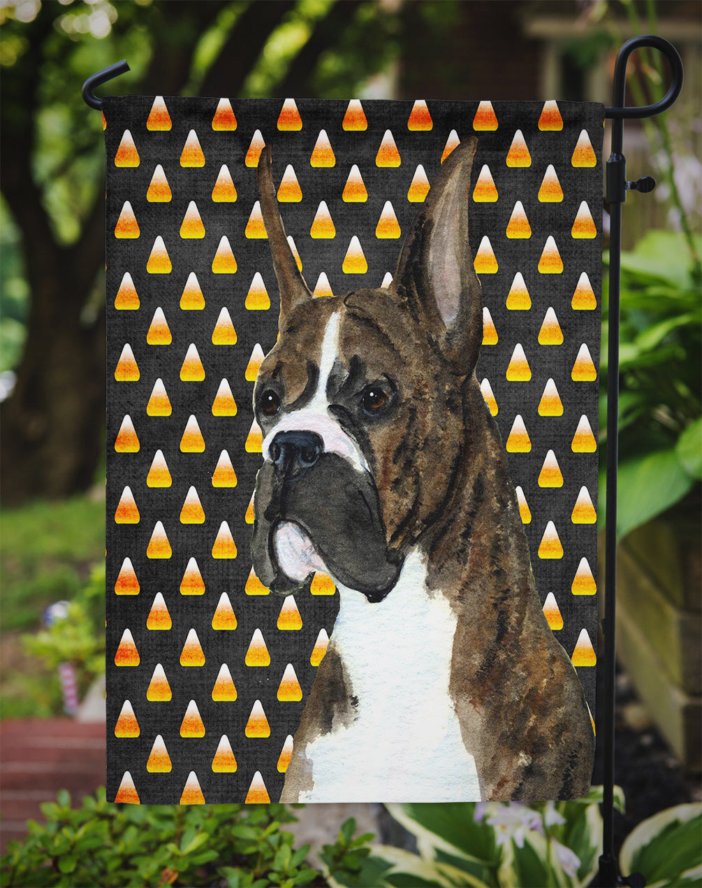 Boxer Candy Corn Halloween Portrait Garden Flag Mailbox Decorative Yard Banner Outside Patio Artwork for Flower Beds, Garden Size, Multicolor