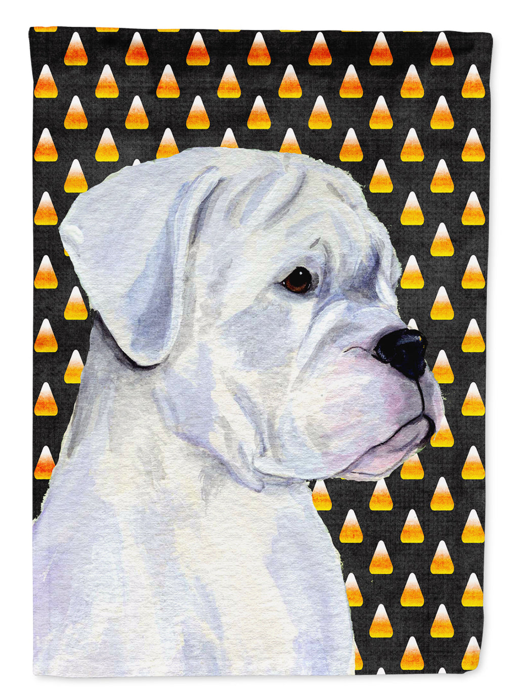 Boxer White Candy Corn Halloween Portrait Garden Flag Mailbox Decorative Yard Banner Outside Patio Artwork for Flower Beds, Garden Size, Multicolor