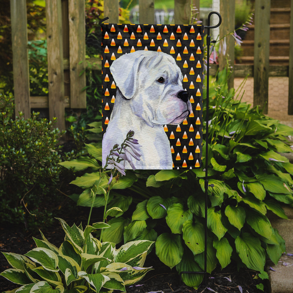 Boxer White Candy Corn Halloween Portrait Garden Flag Mailbox Decorative Yard Banner Outside Patio Artwork for Flower Beds, Garden Size, Multicolor