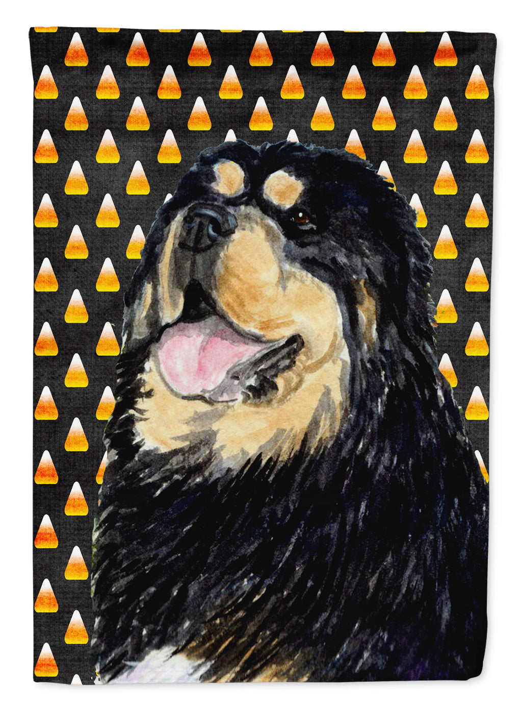 Tibetan Mastiff Candy Corn Halloween Portrait Garden Flag Mailbox Decorative Yard Banner Outside Patio Artwork for Flower Beds, Garden Size, Multicolor