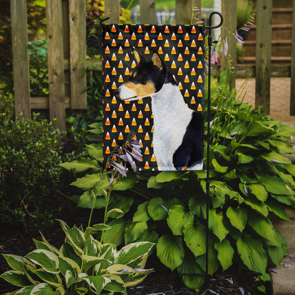 Basenji Candy Corn Halloween Portrait Garden Flag Mailbox Decorative Yard Banner Outside Patio Artwork for Flower Beds, Garden Size, Multicolor