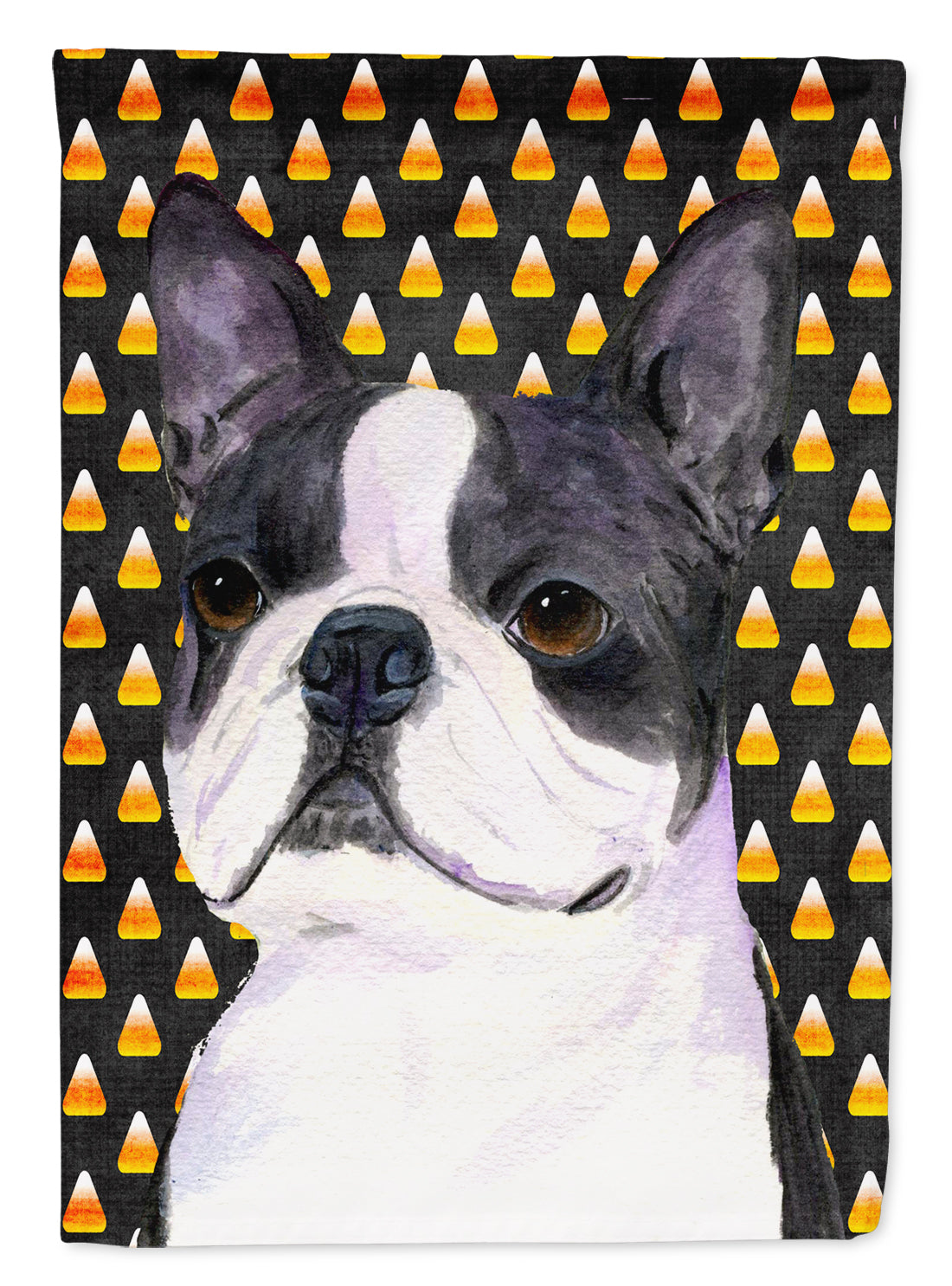 Boston Terrier Candy Corn Halloween Portrait Garden Flag Mailbox Decorative Yard Banner Outside Patio Artwork for Flower Beds, Garden Size, Multicolor