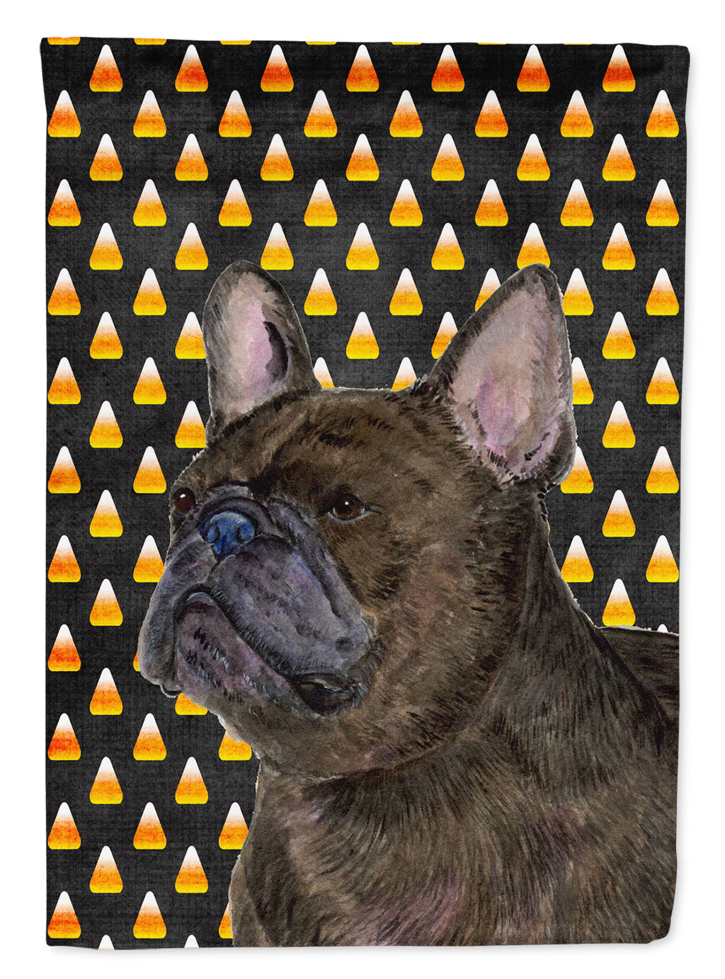 French Bulldog Candy Corn Halloween Portrait Garden Flag Mailbox Decorative Yard Banner Outside Patio Artwork for Flower Beds, Garden Size, Multicolor