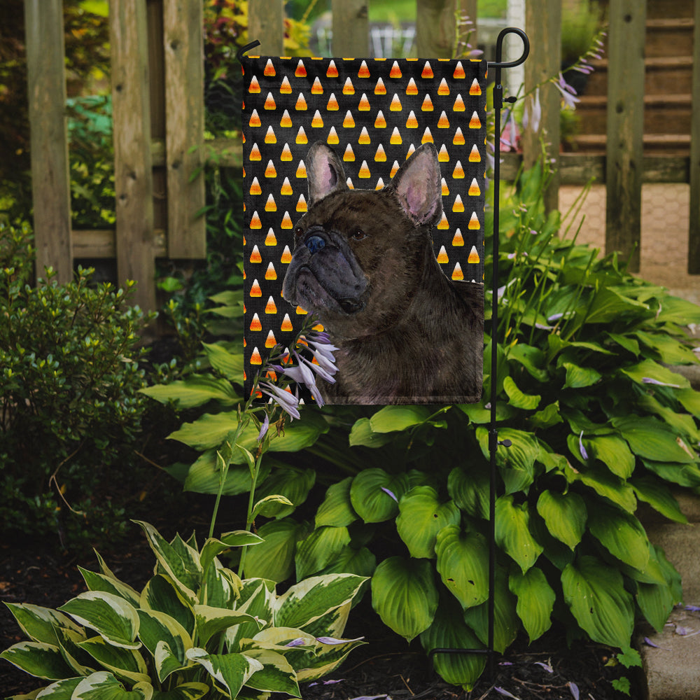French Bulldog Candy Corn Halloween Portrait Garden Flag Mailbox Decorative Yard Banner Outside Patio Artwork for Flower Beds, Garden Size, Multicolor