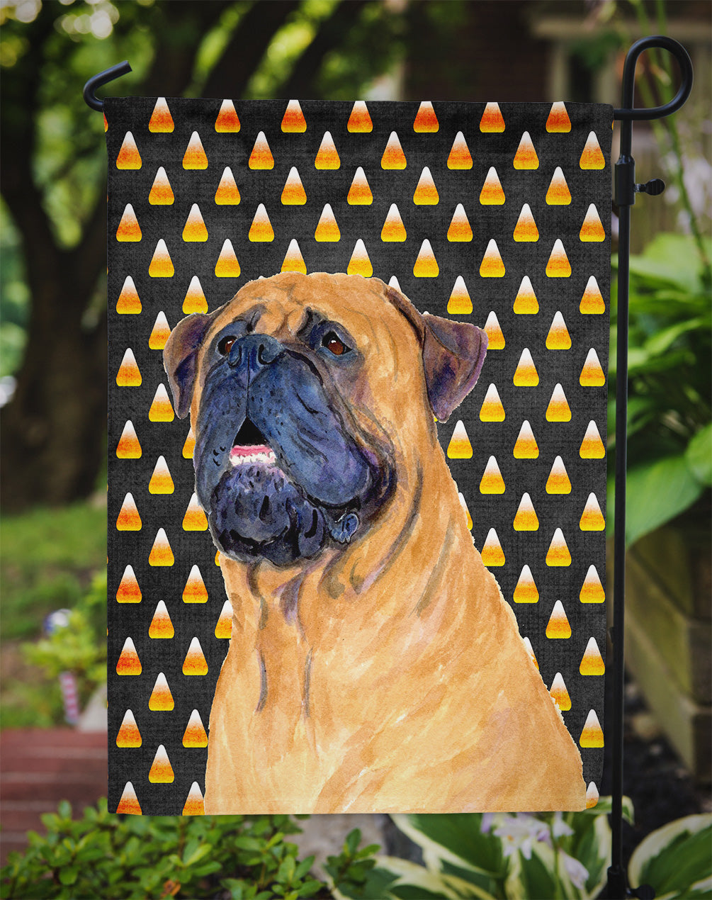 Mastiff Candy Corn Halloween Portrait Garden Flag Mailbox Decorative Yard Banner Outside Patio Artwork for Flower Beds, Garden Size, Multicolor