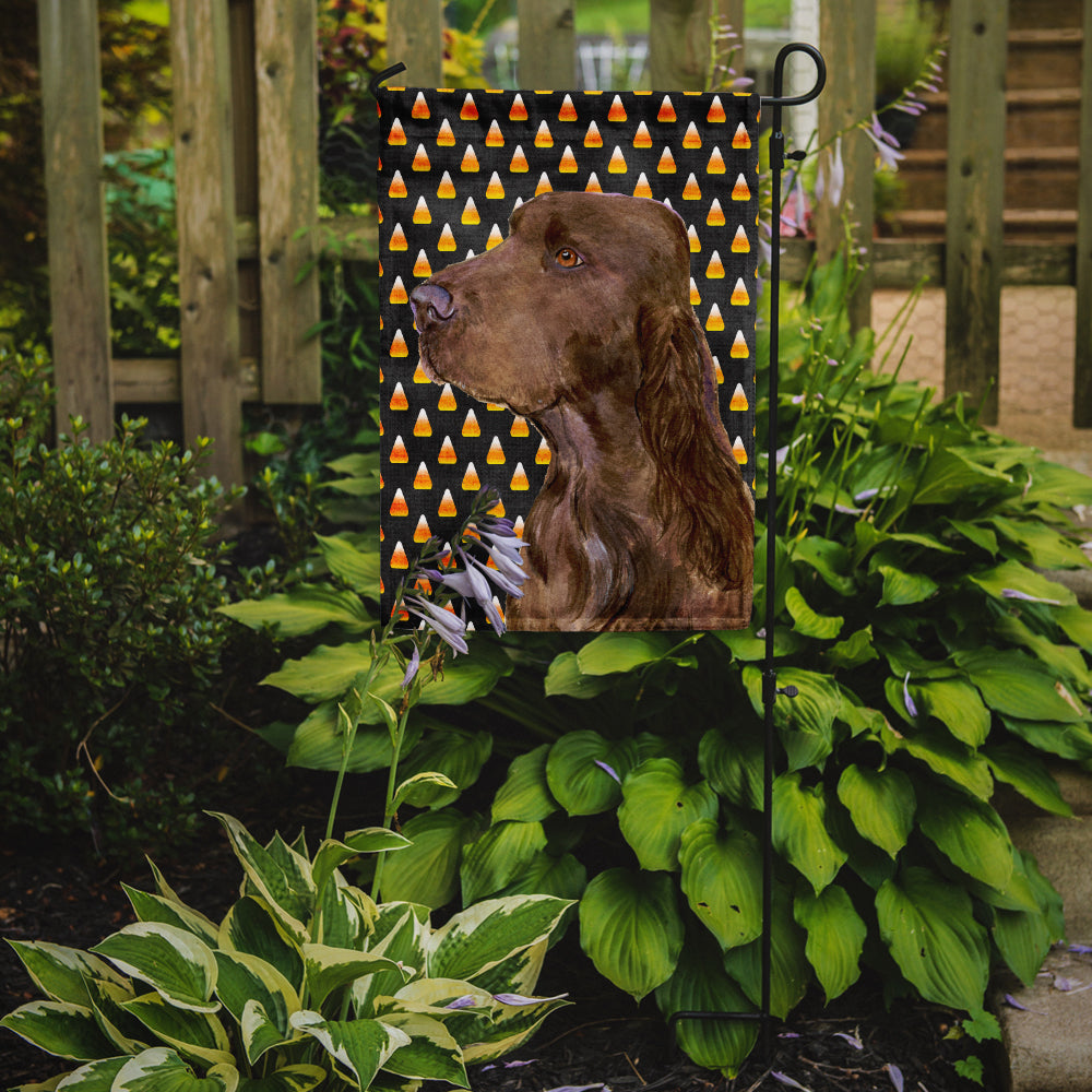 Field Spaniel Candy Corn Halloween Portrait Garden Flag Mailbox Decorative Yard Banner Outside Patio Artwork for Flower Beds, Garden Size, Multicolor