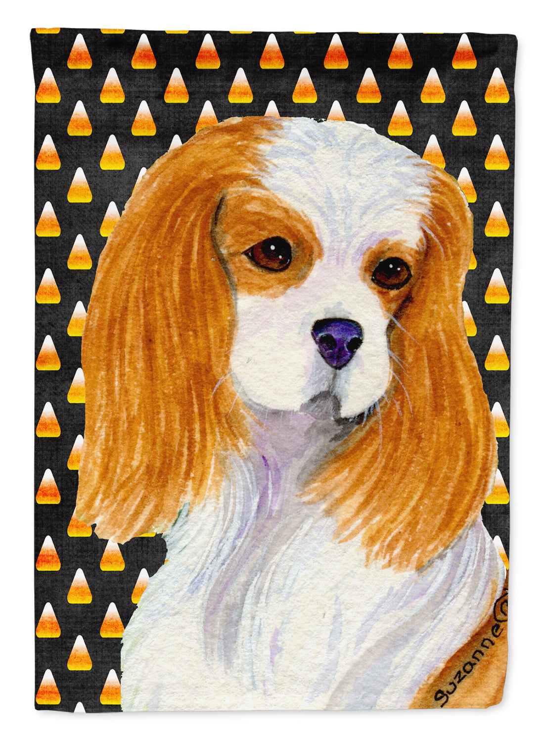 Cavalier Spaniel Candy Corn Halloween Portrait Garden Flag Mailbox Decorative Yard Banner Outside Patio Artwork for Flower Beds, Garden Size, Multicolor