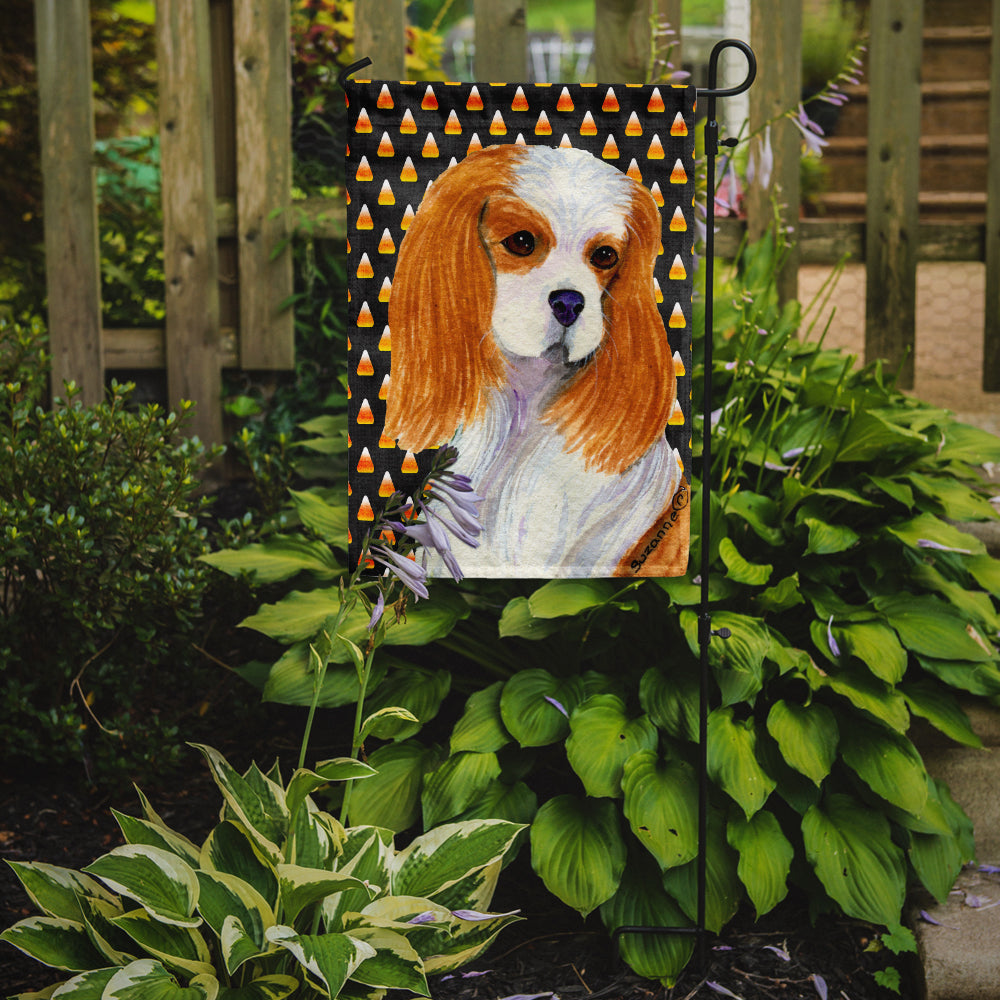 Cavalier Spaniel Candy Corn Halloween Portrait Garden Flag Mailbox Decorative Yard Banner Outside Patio Artwork for Flower Beds, Garden Size, Multicolor