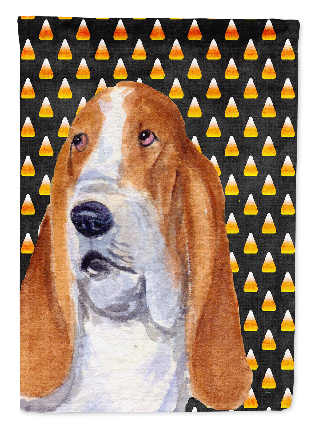 Basset Hound Candy Corn Halloween Portrait Garden Flag Mailbox Decorative Yard Banner Outside Patio Artwork for Flower Beds, Garden Size, Multicolor