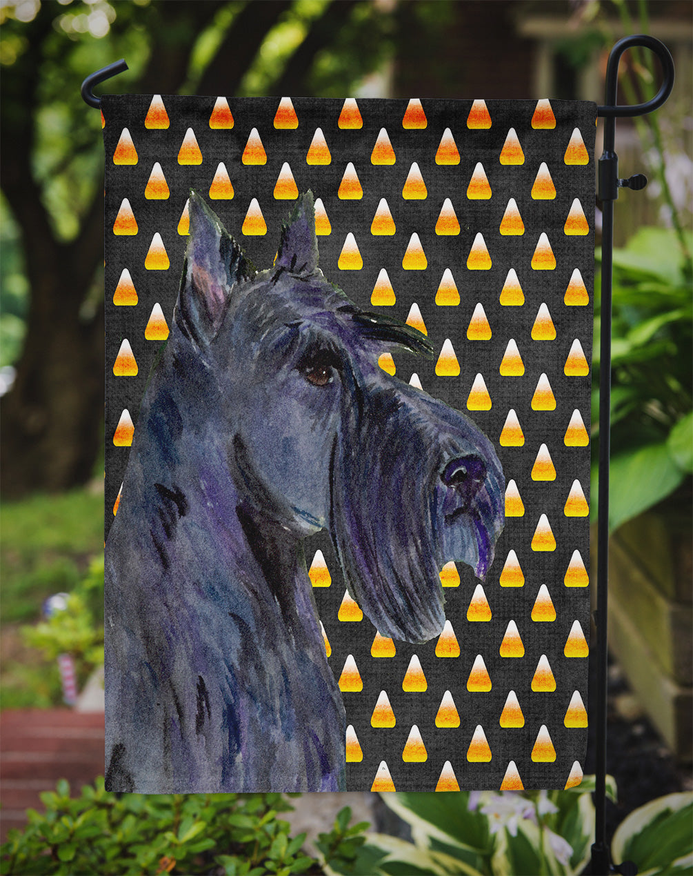 Scottish Terrier Candy Corn Halloween Portrait Garden Flag Mailbox Decorative Yard Banner Outside Patio Artwork for Flower Beds, Garden Size, Multicolor