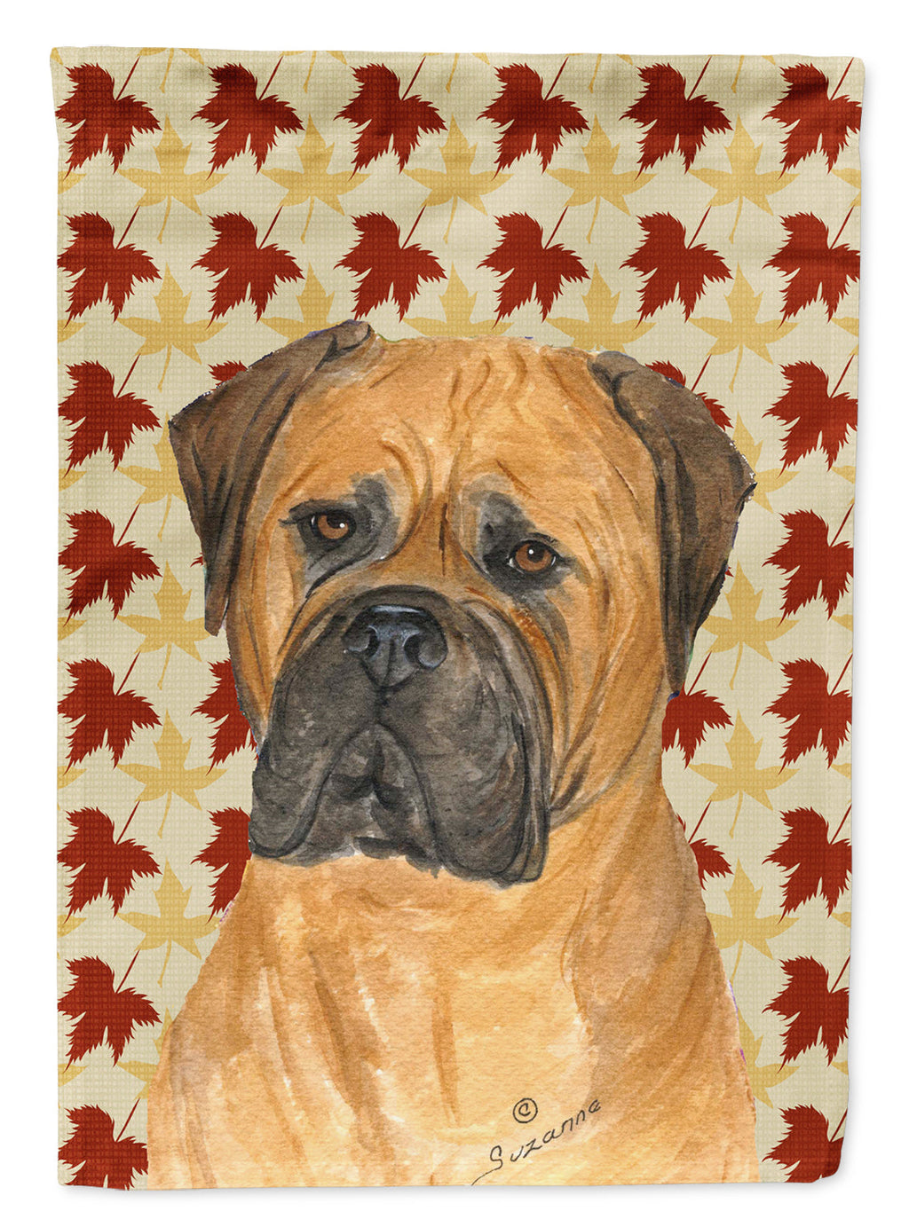 Bullmastiff Fall Leaves Portrait Garden Flag Mailbox Decorative Yard Banner Outside Patio Artwork for Flower Beds, Garden Size, Multicolor