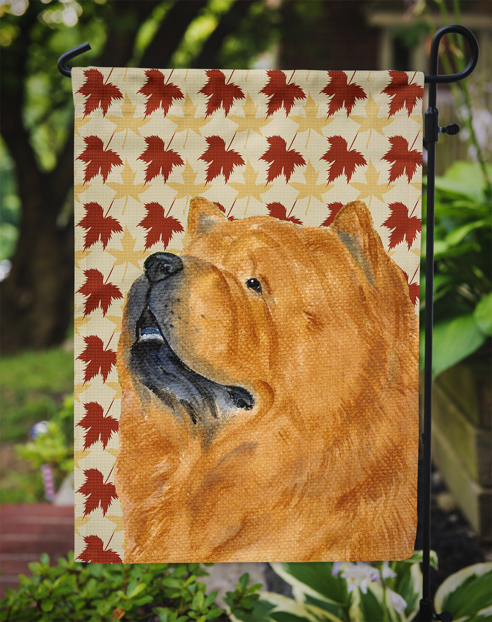 Chow Chow Fall Leaves Portrait Garden Flag Mailbox Decorative Yard Banner Outside Patio Artwork for Flower Beds, Garden Size, Multicolor