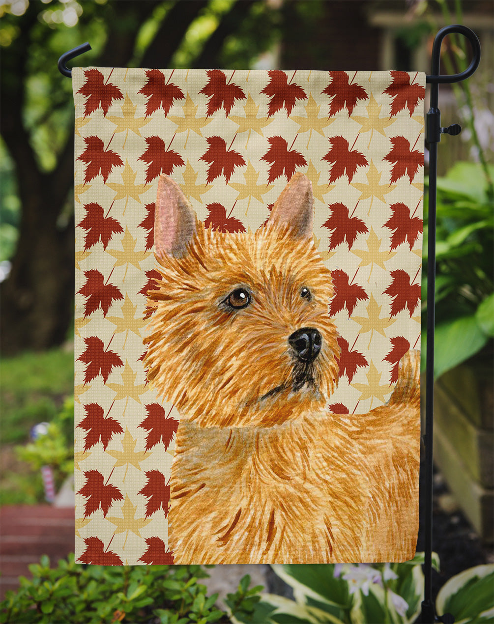 Norwich Terrier Fall Leaves Portrait Garden Flag Mailbox Decorative Yard Banner Outside Patio Artwork for Flower Beds, Garden Size, Multicolor