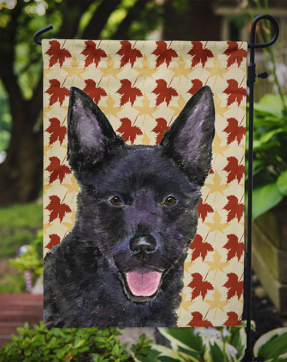 Australian Kelpie Fall Leaves Portrait Garden Flag Mailbox Decorative Yard Banner Outside Patio Artwork for Flower Beds, Garden Size, Multicolor