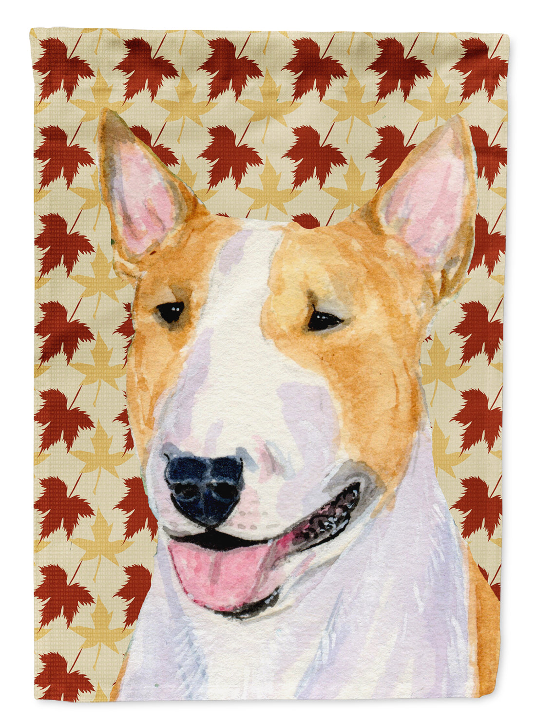 Bull Terrier Fall Leaves Portrait Garden Flag Mailbox Decorative Yard Banner Outside Patio Artwork for Flower Beds, Garden Size, Multicolor