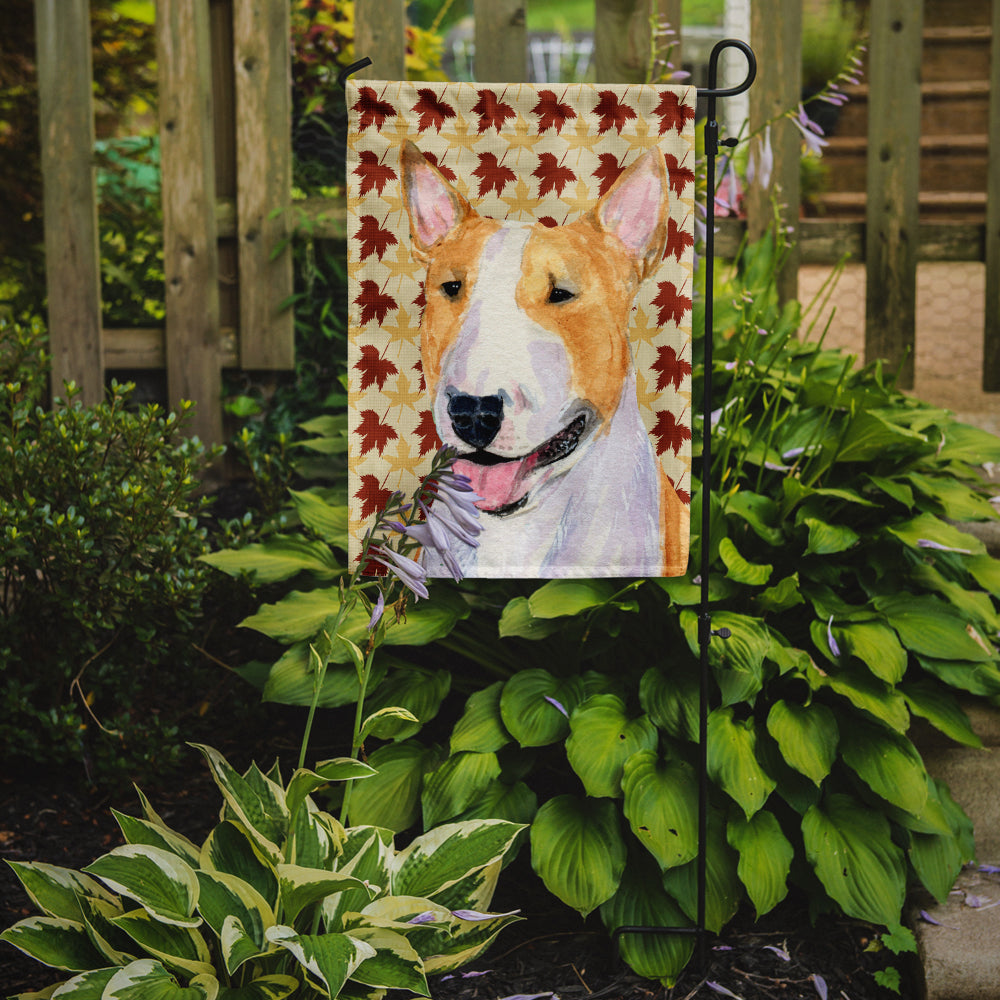 Bull Terrier Fall Leaves Portrait Garden Flag Mailbox Decorative Yard Banner Outside Patio Artwork for Flower Beds, Garden Size, Multicolor