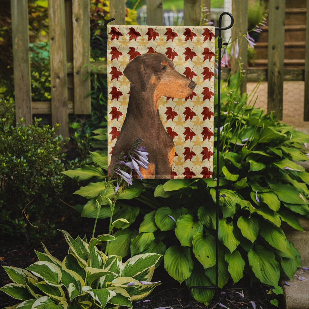 Doberman Fall Leaves Portrait Garden Flag Mailbox Decorative Yard Banner Outside Patio Artwork for Flower Beds, Garden Size, Multicolor