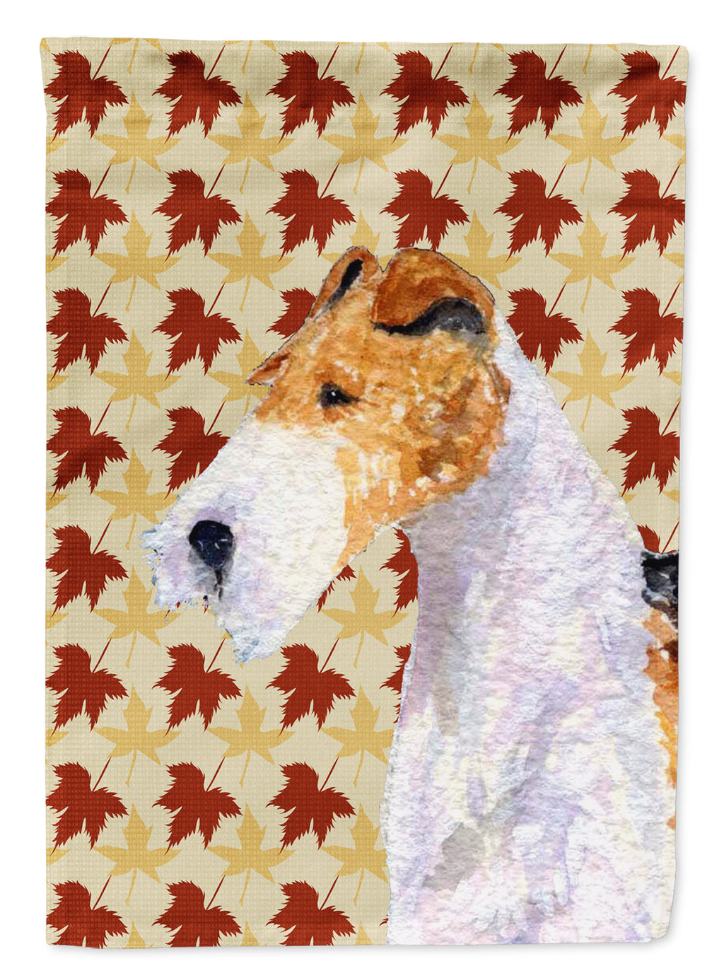Fox Terrier Fall Leaves Portrait Garden Flag Mailbox Decorative Yard Banner Outside Patio Artwork for Flower Beds, Garden Size, Multicolor