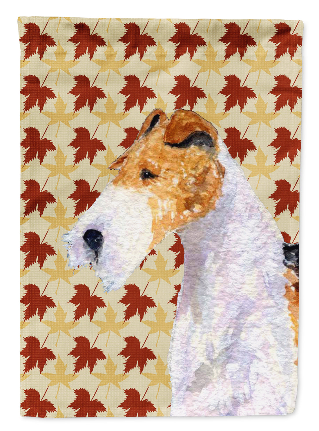 Fox Terrier Fall Leaves Portrait Garden Flag Mailbox Decorative Yard Banner Outside Patio Artwork for Flower Beds, Garden Size, Multicolor
