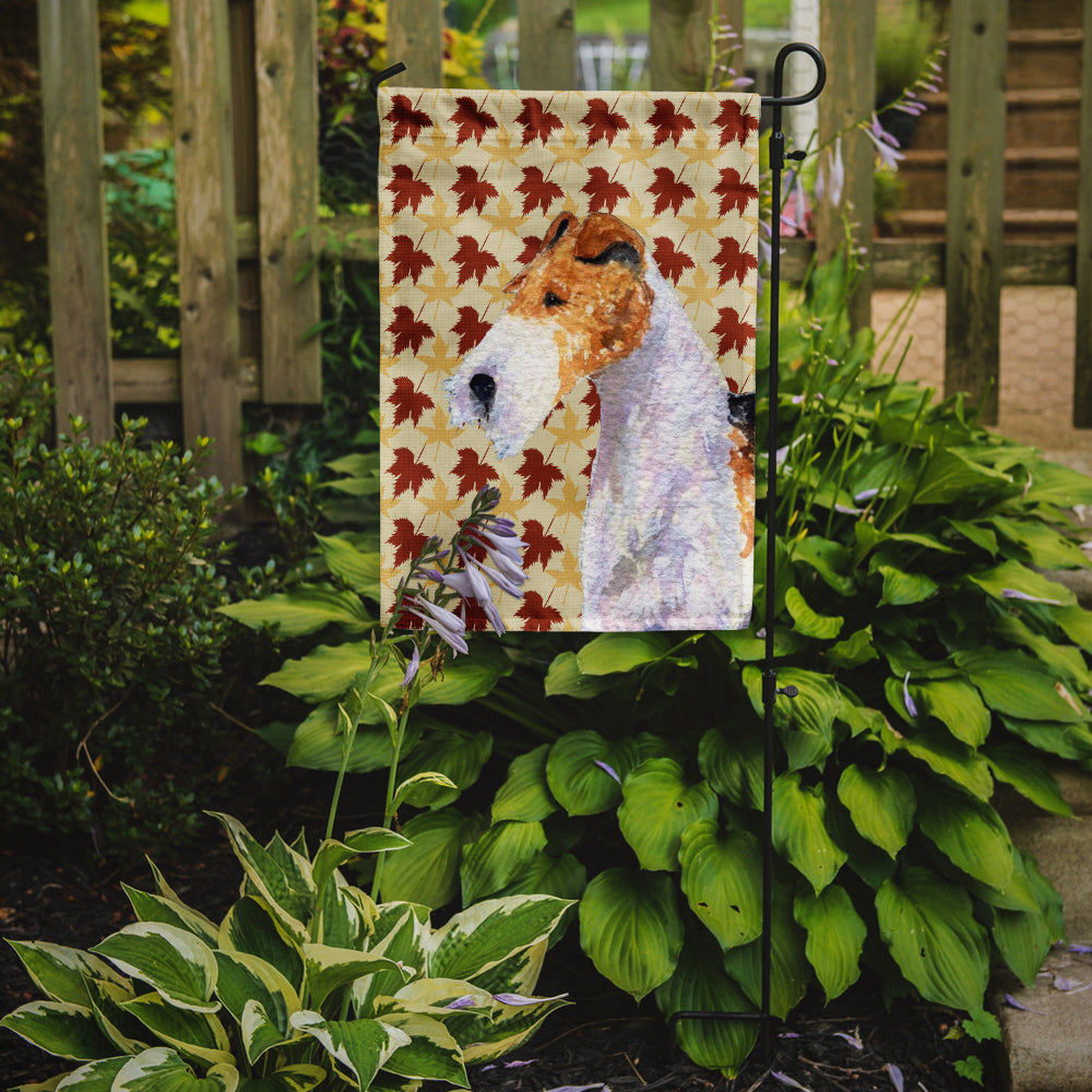 Fox Terrier Fall Leaves Portrait Garden Flag Mailbox Decorative Yard Banner Outside Patio Artwork for Flower Beds, Garden Size, Multicolor