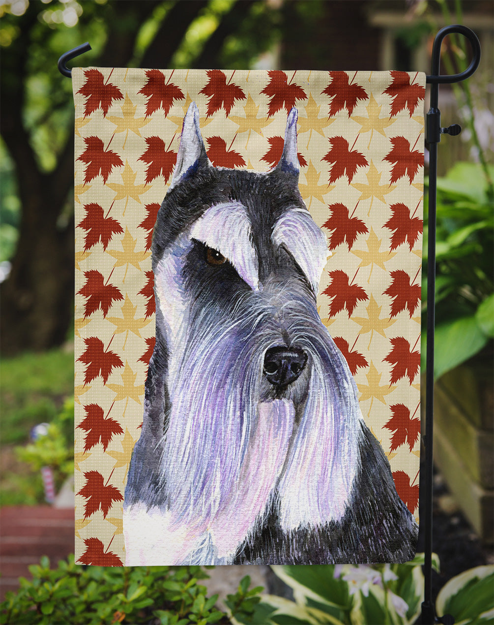 Schnauzer Fall Leaves Portrait Garden Flag Mailbox Decorative Yard Banner Outside Patio Artwork for Flower Beds, Garden Size, Multicolor