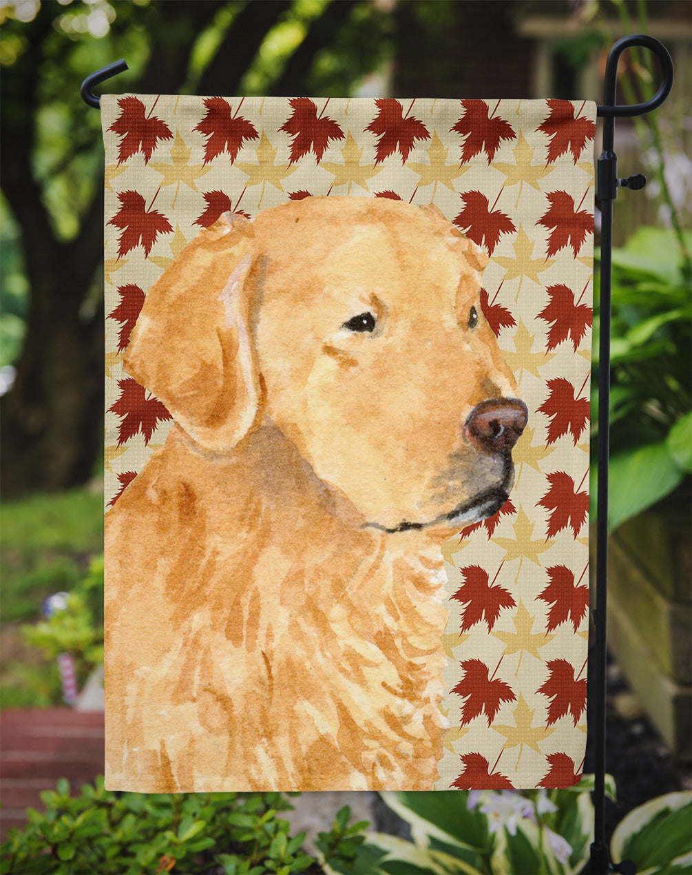 Golden Retriever Fall Leaves Portrait Garden Flag Mailbox Decorative Yard Banner Outside Patio Artwork for Flower Beds, Garden Size, Multicolor