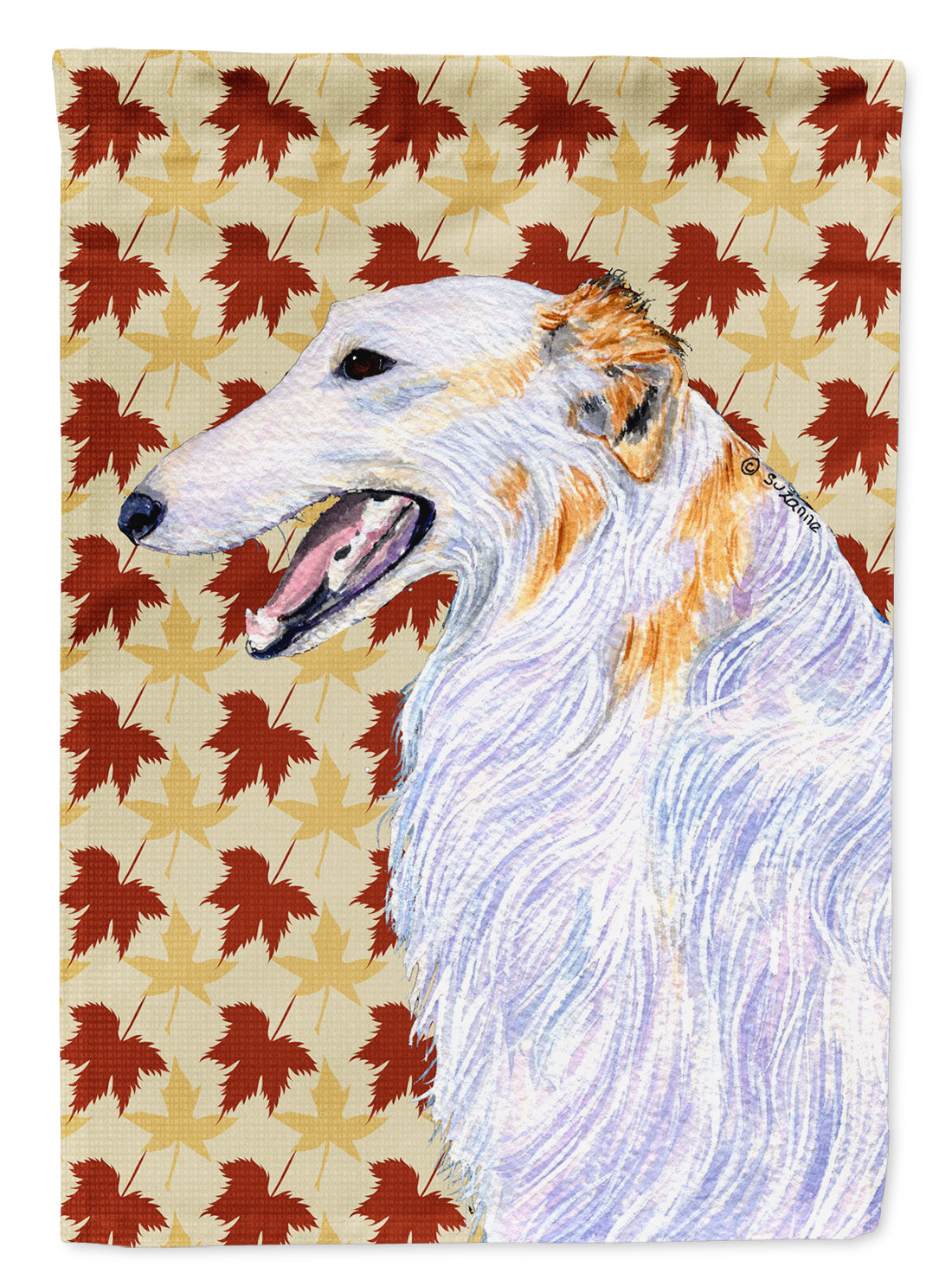 Borzoi Fall Leaves Portrait Garden Flag Mailbox Decorative Yard Banner Outside Patio Artwork for Flower Beds, Garden Size, Multicolor