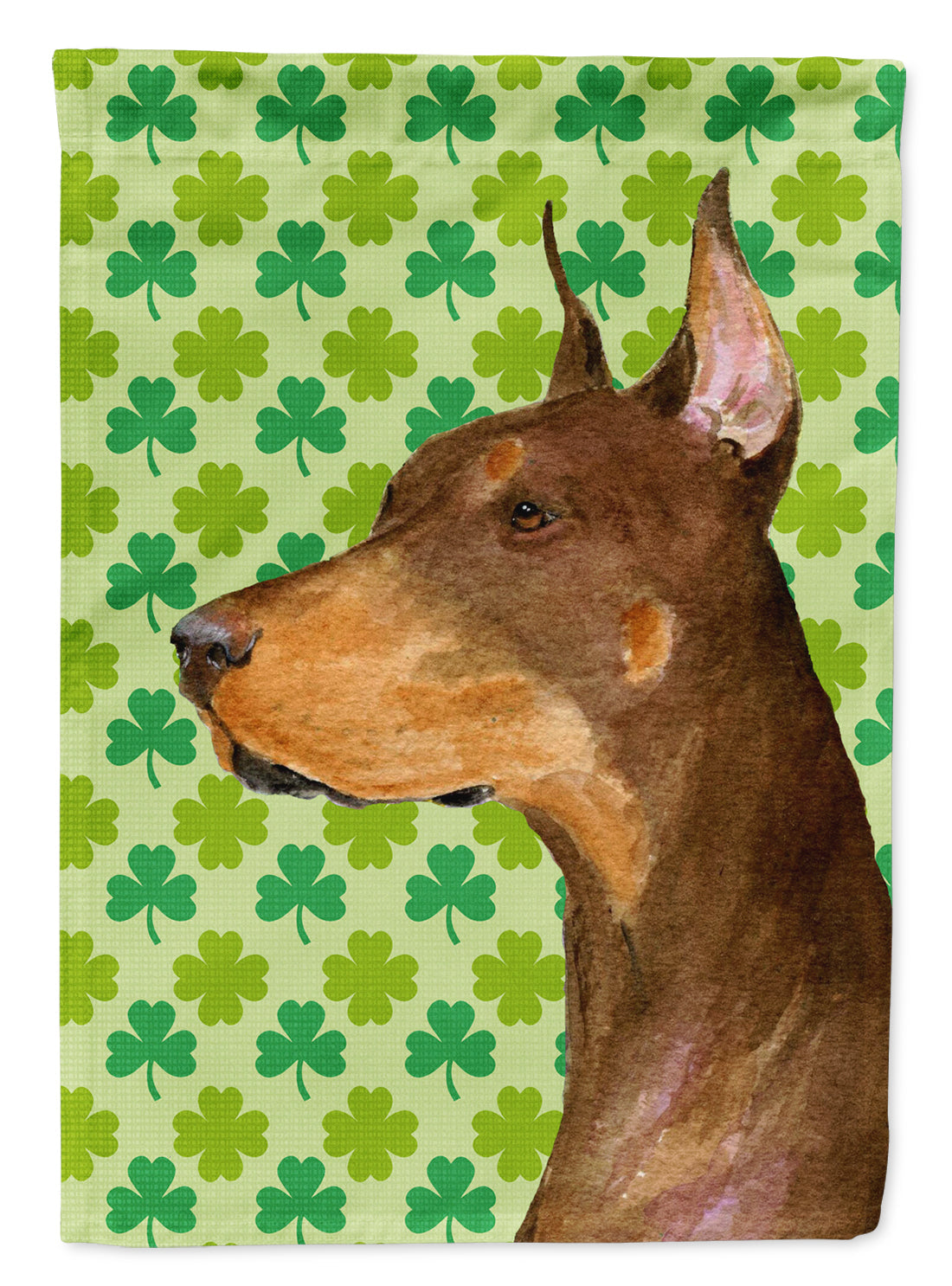 Doberman St. Patrick's Day Shamrock Portrait Garden Flag Mailbox Decorative Yard Banner Outside Patio Artwork for Flower Beds, Garden Size, Multicolor