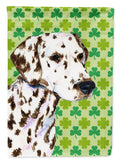Dalmatian St. Patrick's Day Shamrock Portrait Garden Flag Mailbox Decorative Yard Banner Outside Patio Artwork for Flower Beds, Garden Size, Multicolor
