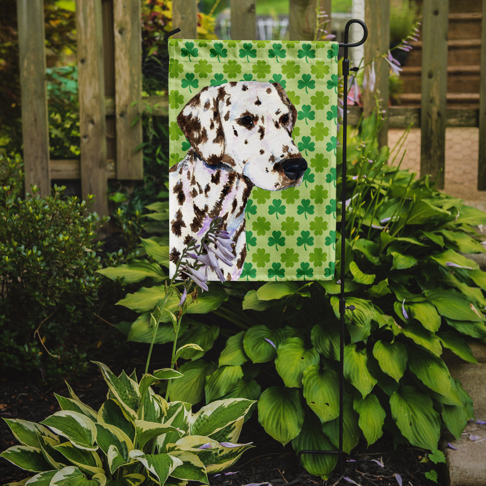 Dalmatian St. Patrick's Day Shamrock Portrait Garden Flag Mailbox Decorative Yard Banner Outside Patio Artwork for Flower Beds, Garden Size, Multicolor