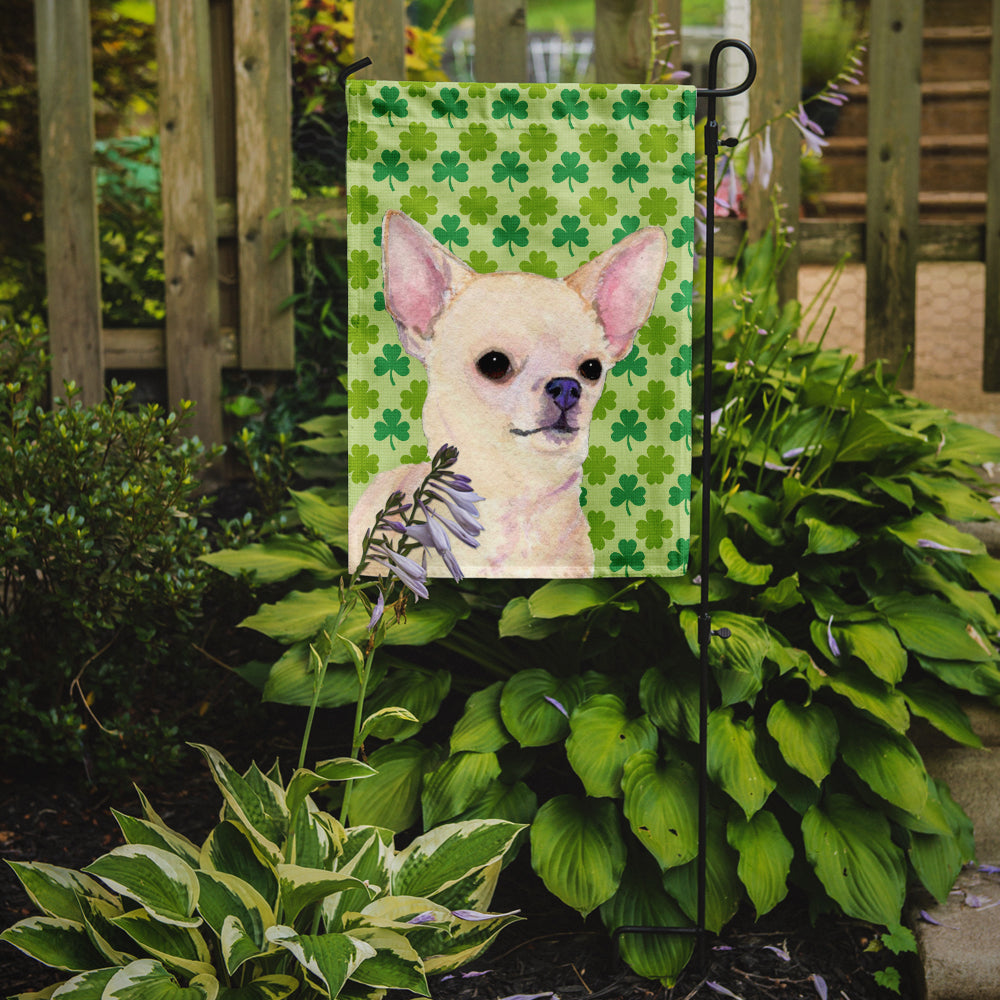 Chihuahua St. Patrick's Day Shamrock Portrait Garden Flag Mailbox Decorative Yard Banner Outside Patio Artwork for Flower Beds, Garden Size, Multicolor