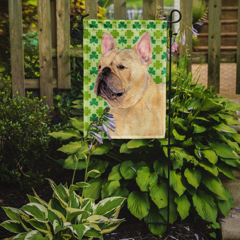 French Bulldog St. Patrick's Day Shamrock Portrait Garden Flag Mailbox Decorative Yard Banner Outside Patio Artwork for Flower Beds, Garden Size, Multicolor
