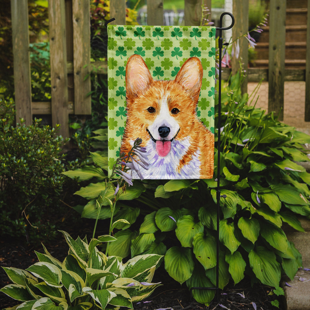 Corgi St. Patrick's Day Shamrock Portrait Garden Flag Mailbox Decorative Yard Banner Outside Patio Artwork for Flower Beds, Garden Size, Multicolor