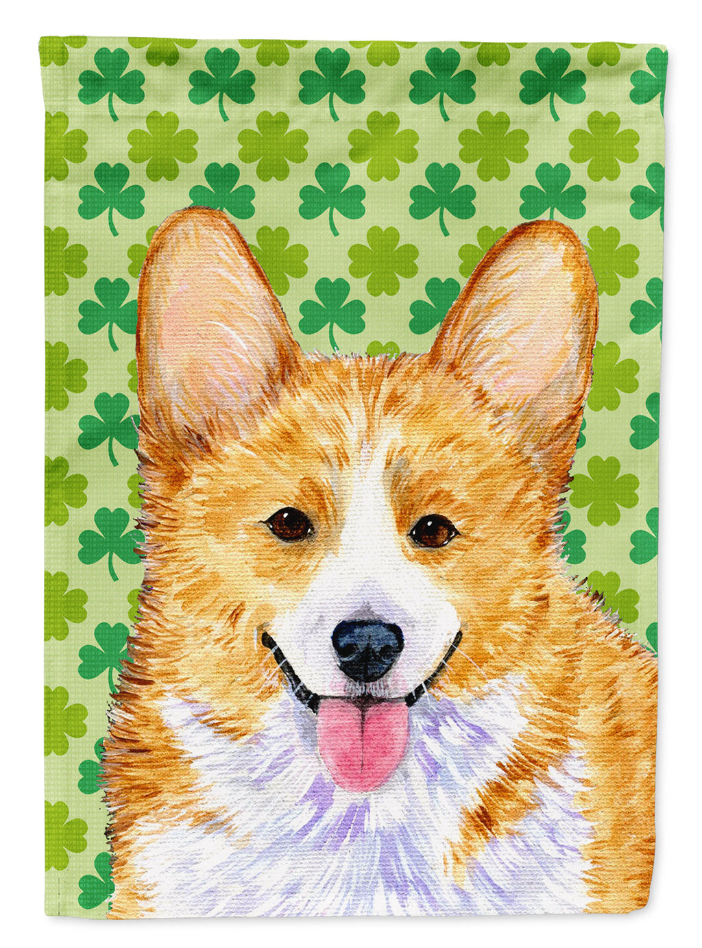 Corgi St. Patrick's Day Shamrock Portrait Garden Flag Mailbox Decorative Yard Banner Outside Patio Artwork for Flower Beds, Garden Size, Multicolor