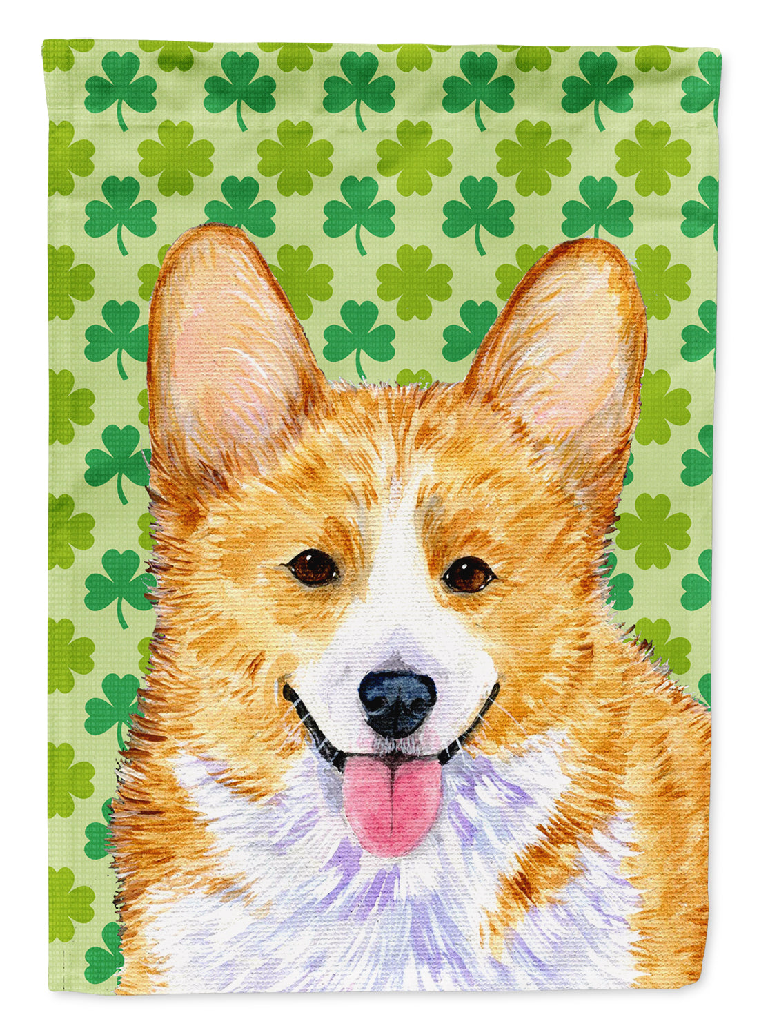 Corgi St. Patrick's Day Shamrock Portrait Garden Flag Mailbox Decorative Yard Banner Outside Patio Artwork for Flower Beds, Garden Size, Multicolor