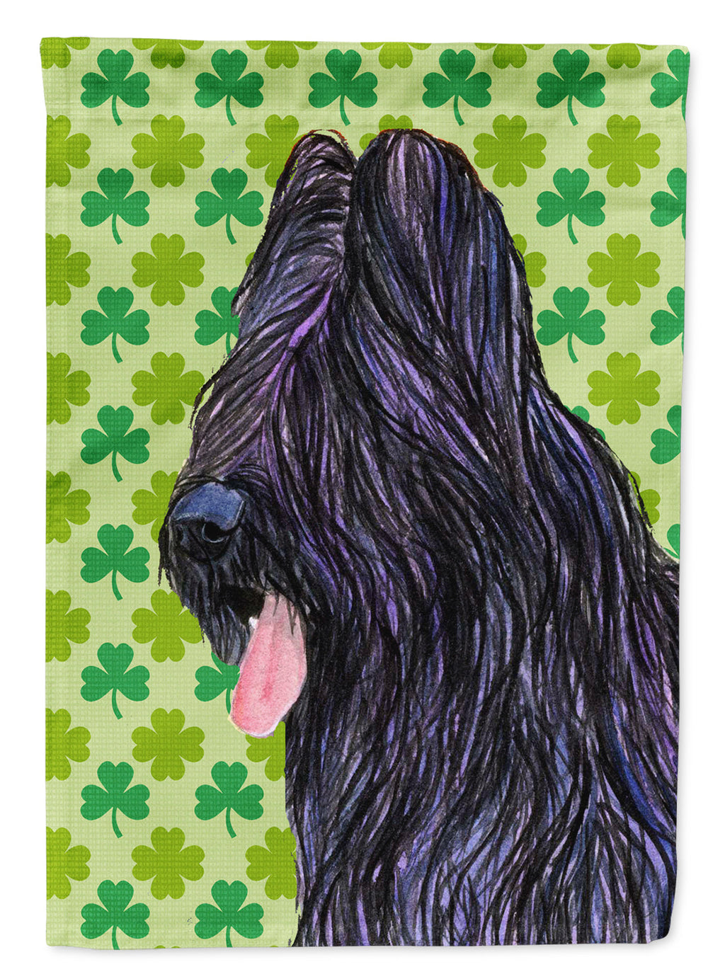 Briard St. Patrick's Day Shamrock Portrait Garden Flag Mailbox Decorative Yard Banner Outside Patio Artwork for Flower Beds, Garden Size, Multicolor