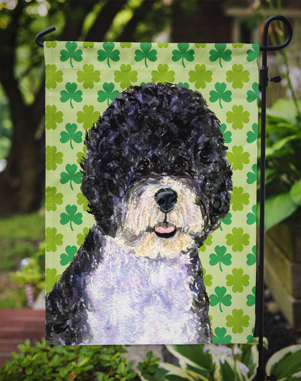 Portuguese Water Dog St. Patrick's Day Shamrock Garden Flag Mailbox Decorative Yard Banner Outside Patio Artwork for Flower Beds, Garden Size, Multicolor