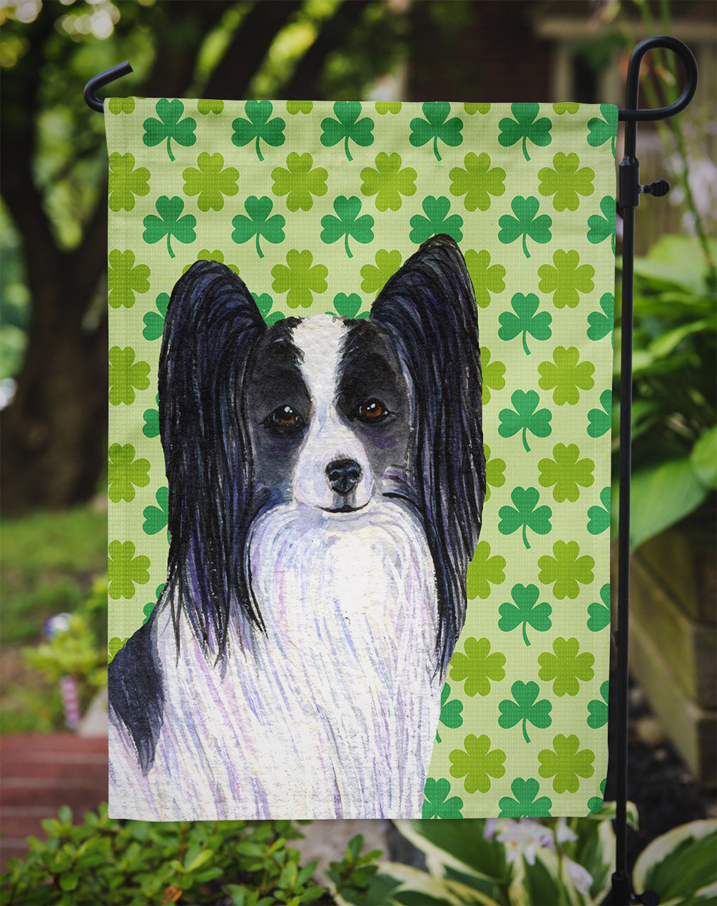 Papillon St. Patrick's Day Shamrock Portrait Garden Flag Mailbox Decorative Yard Banner Outside Patio Artwork for Flower Beds, Garden Size, Multicolor
