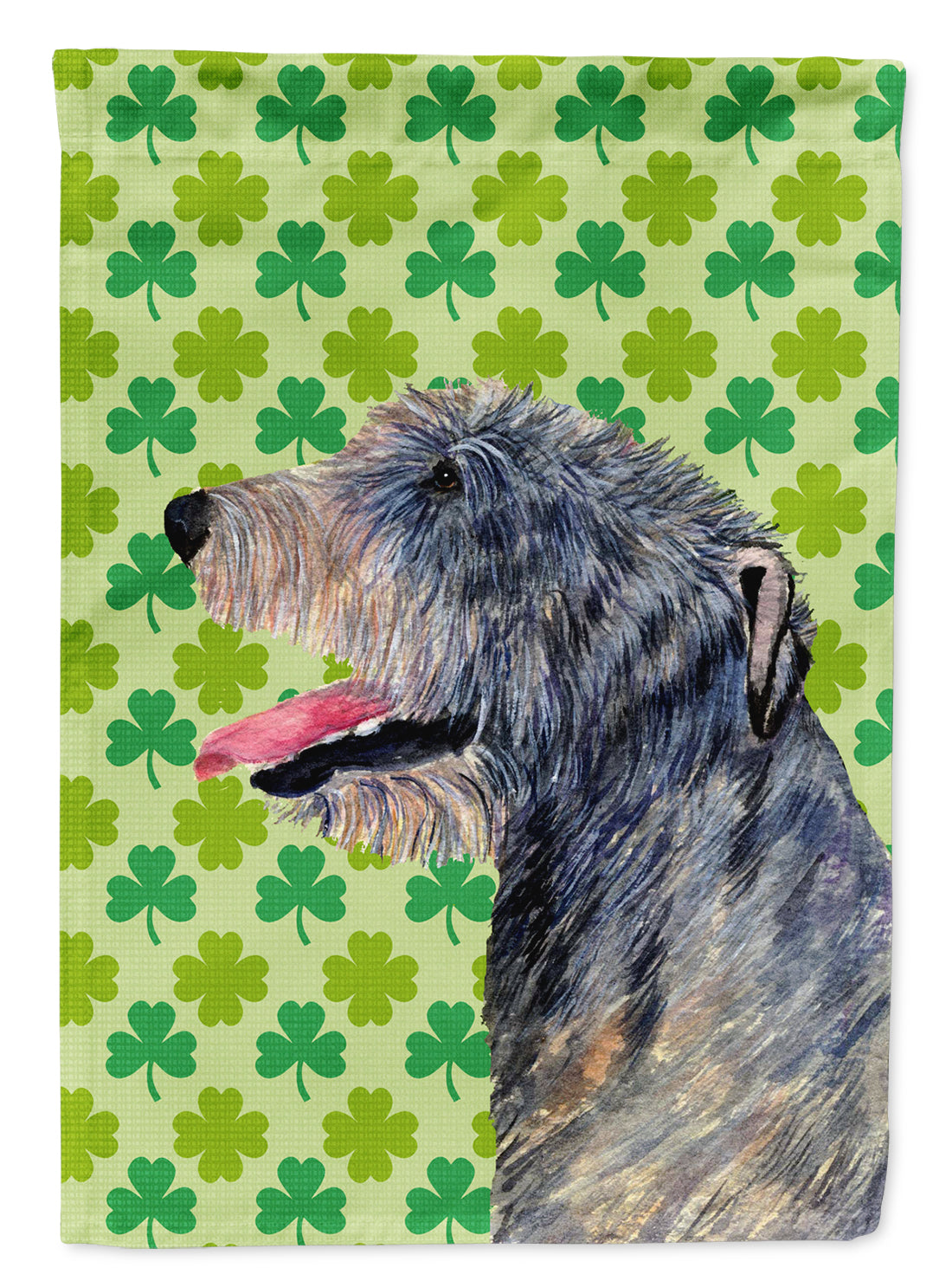 Irish Wolfhound St. Patrick's Day Shamrock Portrait Garden Flag Mailbox Decorative Yard Banner Outside Patio Artwork for Flower Beds, Garden Size, Multicolor