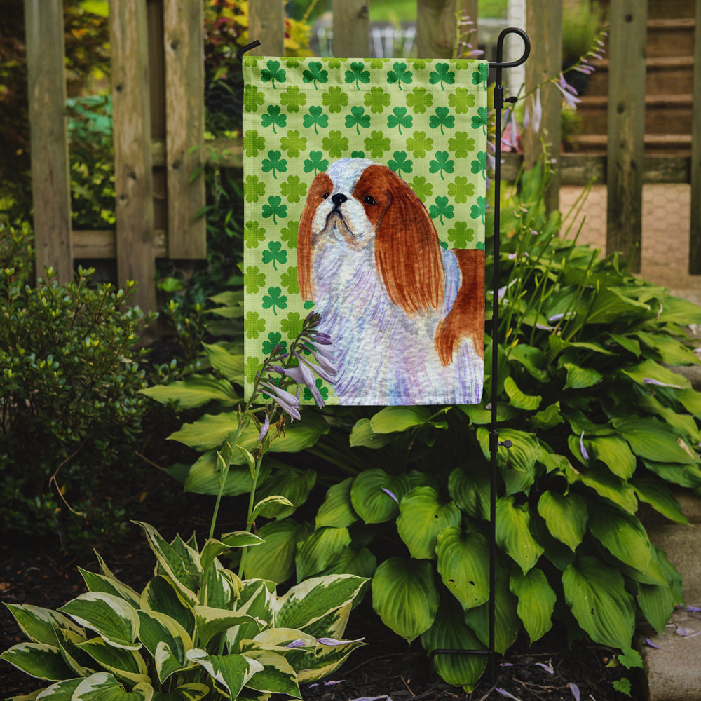 English Toy Spaniel St. Patrick's Day Shamrock Portrait Garden Flag Mailbox Decorative Yard Banner Outside Patio Artwork for Flower Beds, Garden Size, Multicolor