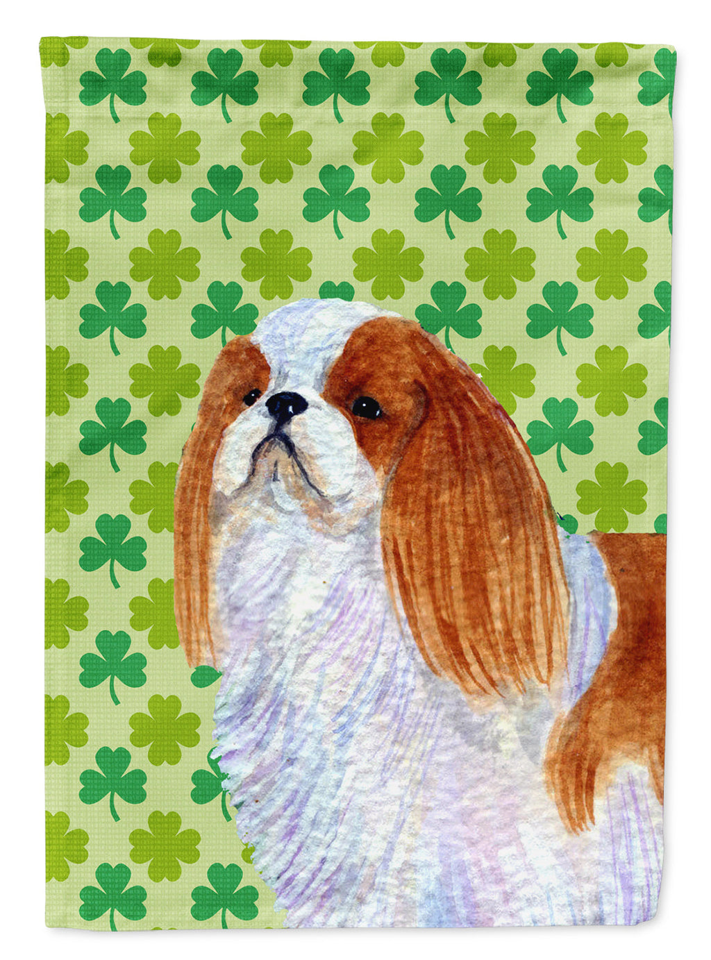 English Toy Spaniel St. Patrick's Day Shamrock Portrait Garden Flag Mailbox Decorative Yard Banner Outside Patio Artwork for Flower Beds, Garden Size, Multicolor