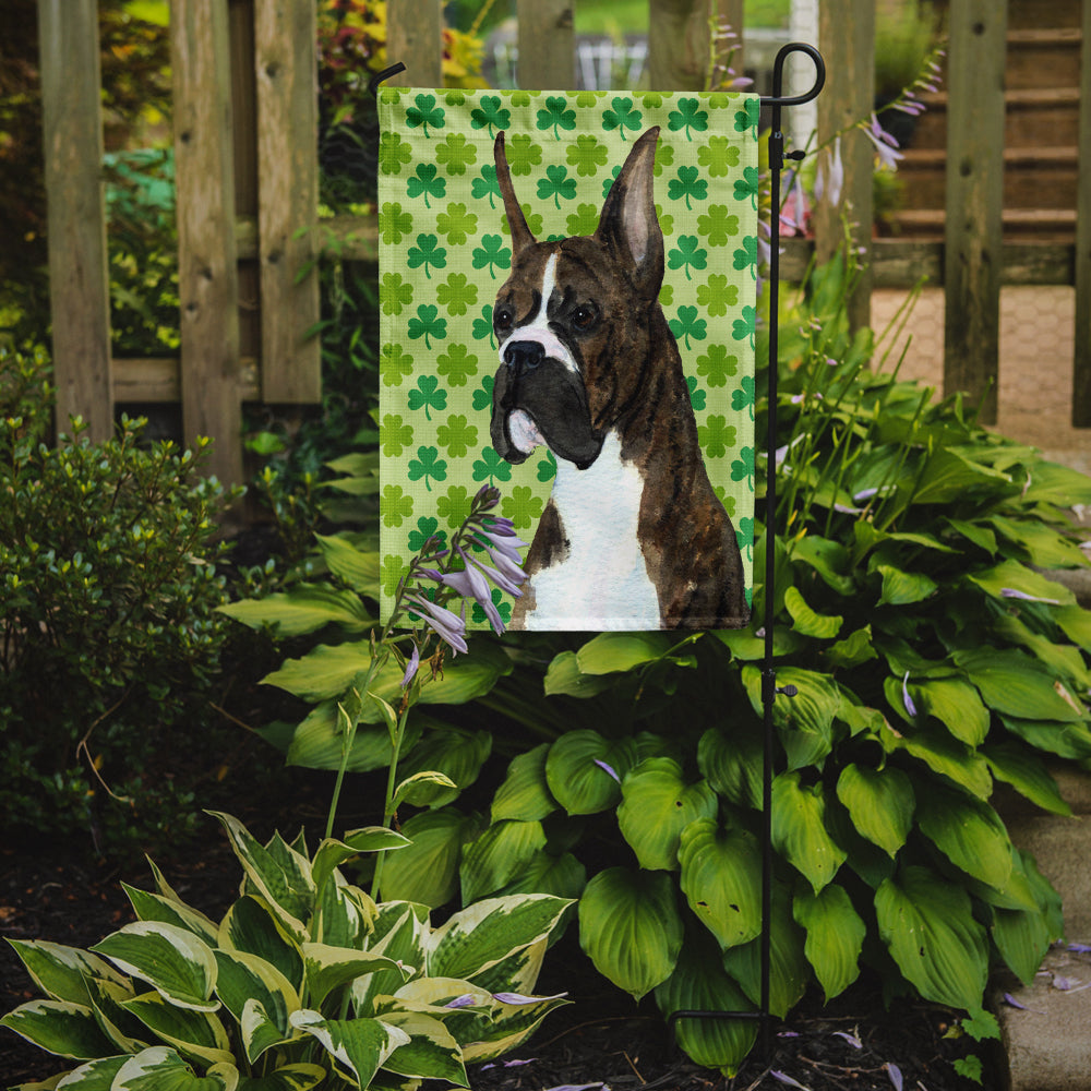 Boxer St. Patrick's Day Shamrock Portrait Garden Flag Mailbox Decorative Yard Banner Outside Patio Artwork for Flower Beds, Garden Size, Multicolor