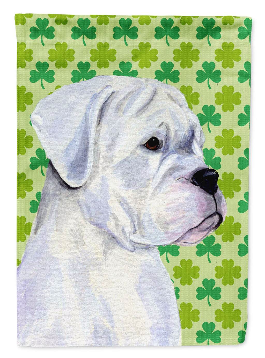 Boxer St. Patrick's Day Shamrock Portrait Garden Flag Mailbox Decorative Yard Banner Outside Patio Artwork for Flower Beds, Garden Size, Multicolor
