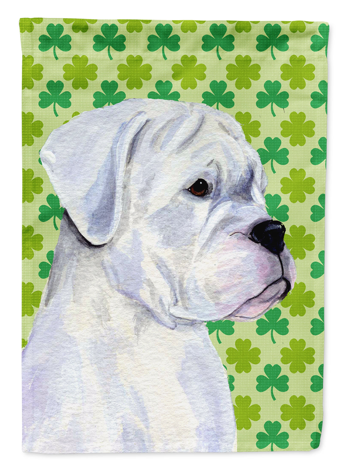 Boxer St. Patrick's Day Shamrock Portrait Garden Flag Mailbox Decorative Yard Banner Outside Patio Artwork for Flower Beds, Garden Size, Multicolor