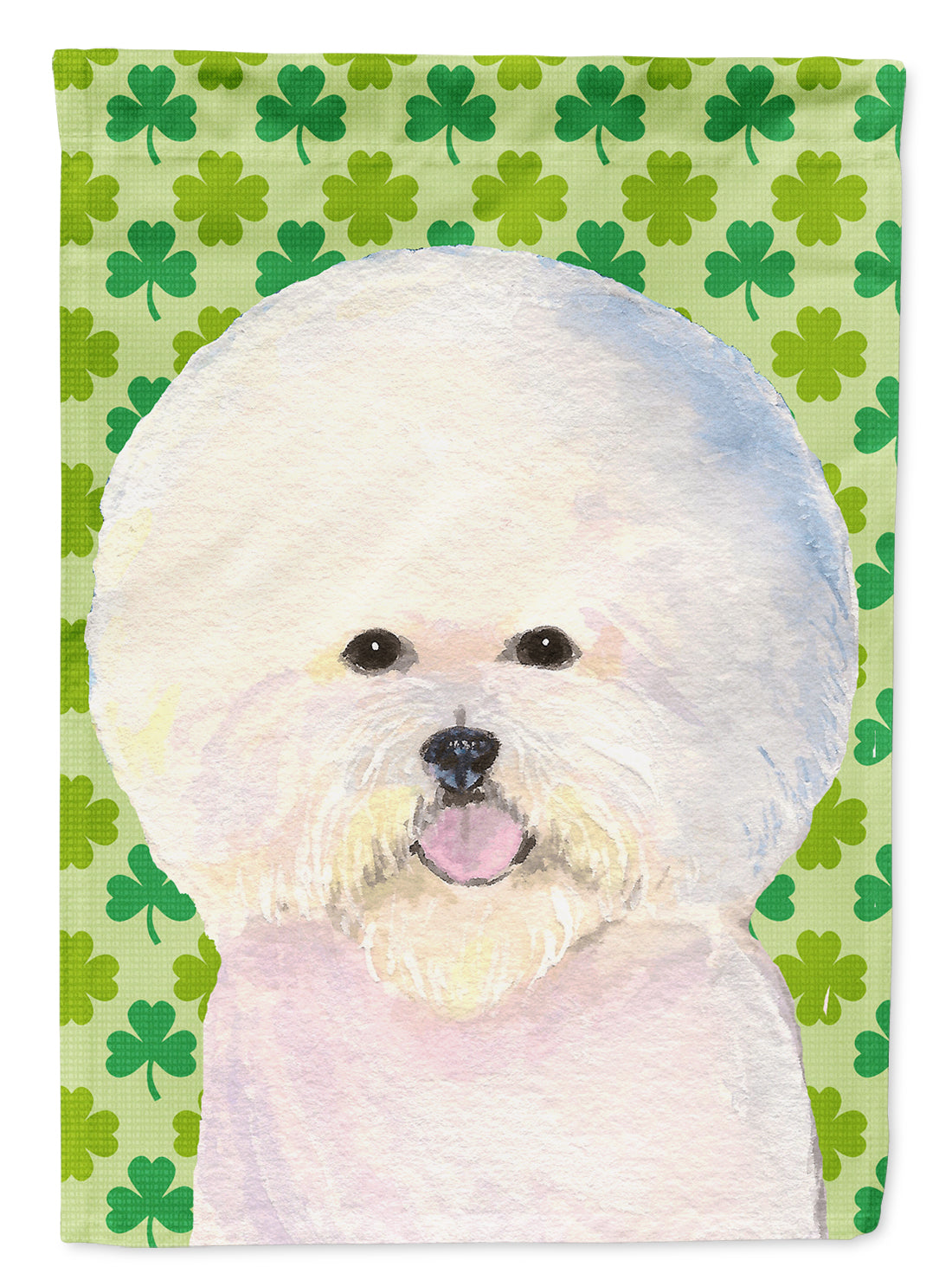 Bichon Frise St. Patrick's Day Shamrock Portrait Garden Flag Mailbox Decorative Yard Banner Outside Patio Artwork for Flower Beds, Garden Size, Multicolor