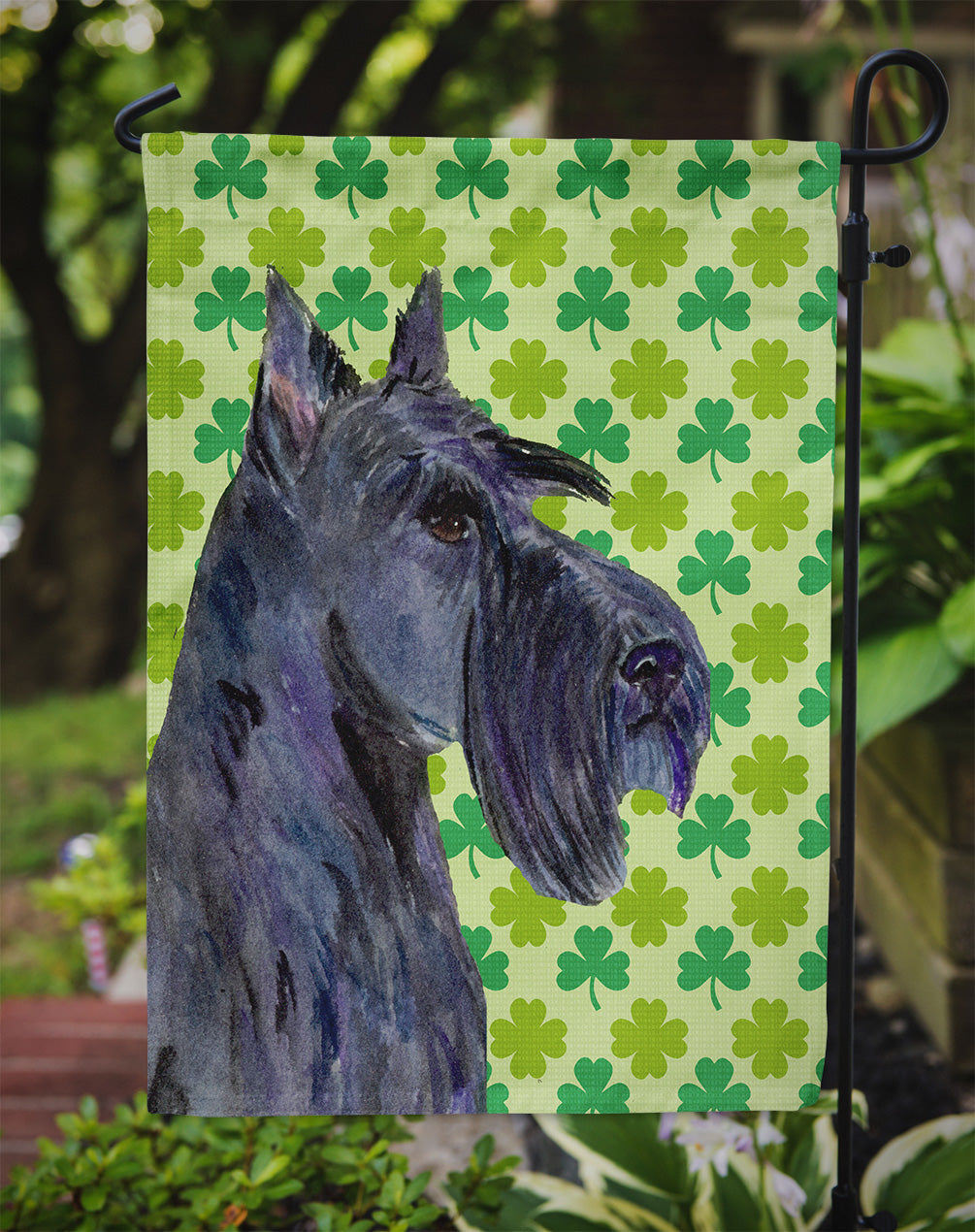 Scottish Terrier St. Patrick's Day Shamrock Portrait Garden Flag Mailbox Decorative Yard Banner Outside Patio Artwork for Flower Beds, Garden Size, Multicolor