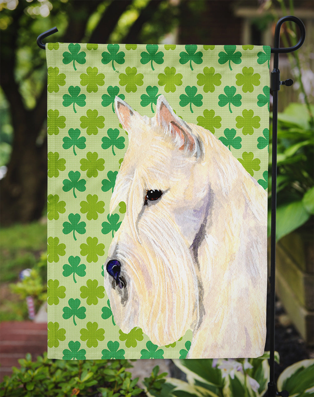 Scottish Terrier St. Patrick's Day Shamrock Portrait Garden Flag Mailbox Decorative Yard Banner Outside Patio Artwork for Flower Beds, Garden Size, Multicolor