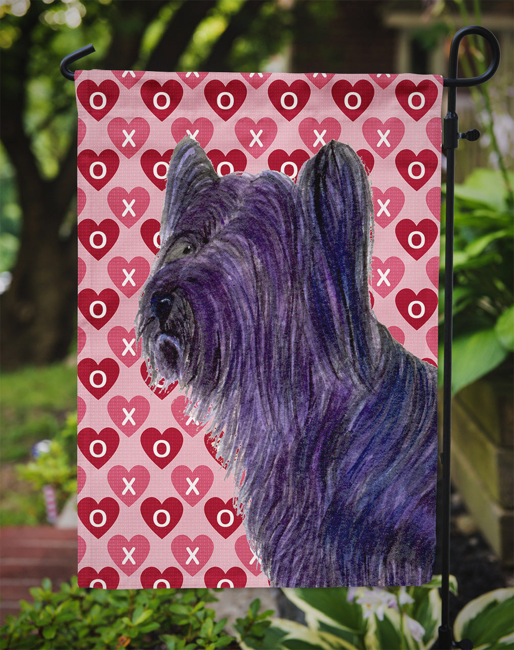 Skye Terrier Hearts Love and Valentine's Day Portrait Garden Flag Mailbox Decorative Yard Banner Outside Patio Artwork for Flower Beds, Garden Size, Multicolor