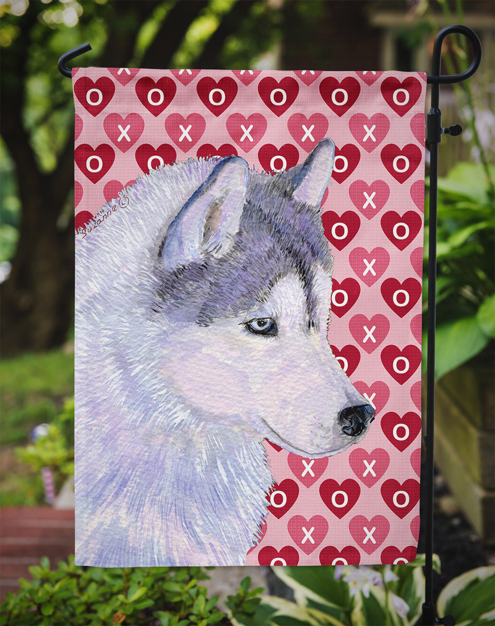 Siberian Husky Hearts Love Valentine's Day Garden Flag Mailbox Decorative Yard Banner Outside Patio Artwork for Flower Beds, Garden Size, Multicolor