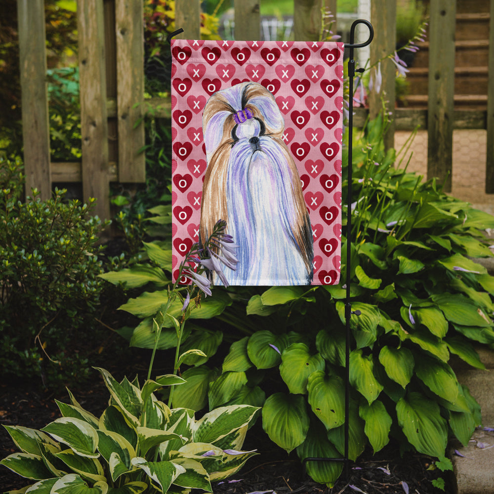 Shih Tzu Hearts Love and Valentine's Day Portrait Garden Flag Mailbox Decorative Yard Banner Outside Patio Artwork for Flower Beds, Garden Size, Multicolor